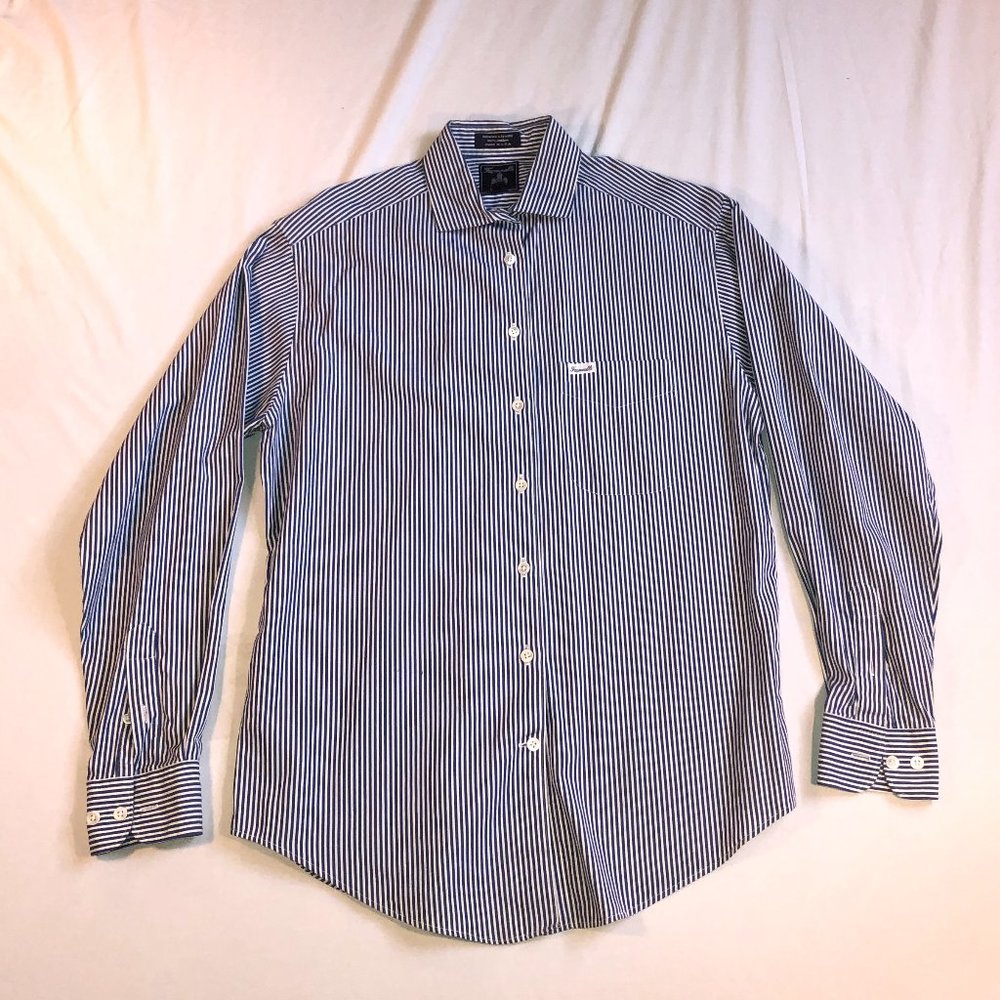 Facconable Blue & White Striped Button Down
